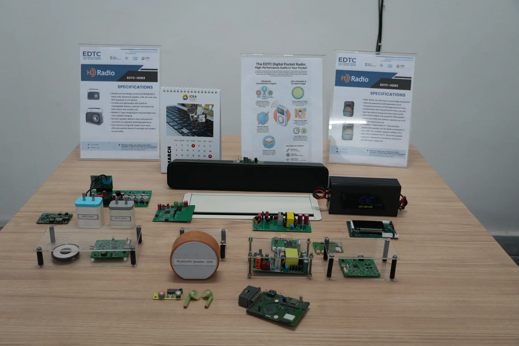 Electronic products and prototypes designed at EDTC Noida